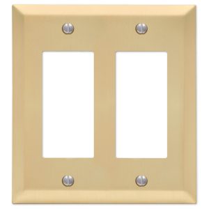 Amerelle Century Satin Brass Beige 2 gang Stamped Steel Rocker Wall Plate 1 pk