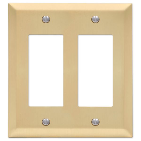 Amerelle Century Satin Brass Beige 2 gang Stamped Steel Rocker Wall Plate 1 pk