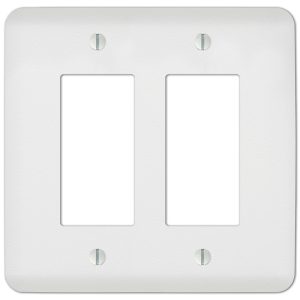 Amerelle Perry Textured White 2 gang Stamped Steel Rocker Wall Plate 1 pk
