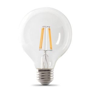 Feit Electric G25 E26 (Medium) Filament LED Bulb Soft White 100 Watt Equivalence 3 pk