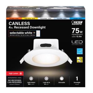 Feit Electric White 4 in. W Aluminum LED Recessed Downlight 75 W