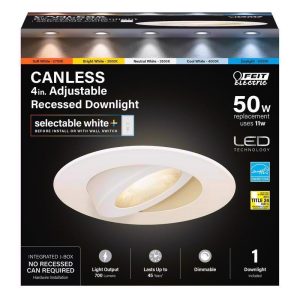 Feit Electric White 4 in. W Aluminum LED Recessed Downlight 50 W