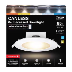 Feit Electric White 6 in. W Aluminum LED Recessed Downlight 85 W