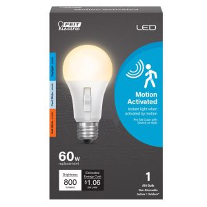 Feit Electric A19 E26 (Medium) LED Motion Activated Bulb Tunable White/Color Changing 60 Watt Equiva