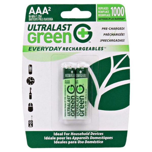 UltraLast NiMH AAA 1.2 V 0.75 Ah Rechargeable Battery 2 pk