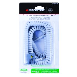 Monster Just Hook It Up 25 ft. L White Telephone Handset Coil Cord