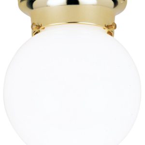 Westinghouse 7-1/4 in. H X 6 in. W X 6 in. L Polished Brass White Ceiling Light