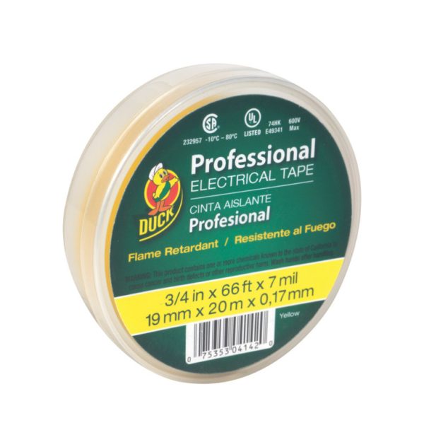 Duck 	Professional Grade 3/4 in. W X 66 ft. L Yellow Vinyl Electrical Tape