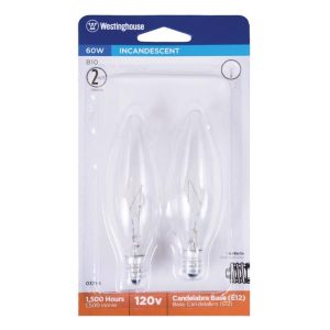 Westinghouse Torpedo 60 W B10 Decorative Incandescent Bulb E12 (Candelabra) Warm White 2 pk