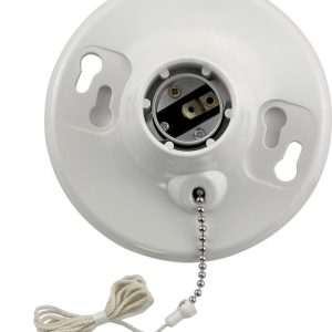 Leviton Plastic Medium Base Pull Chain Socket 1 pk