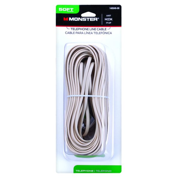 Monster Just Hook It Up 50 ft. L Ivory Telephone Line Cord