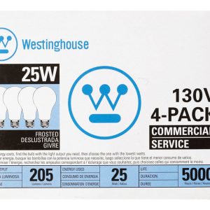 Westinghouse 25 W A19 A-Line Incandescent Bulb E26 (Medium) White 4 pk
