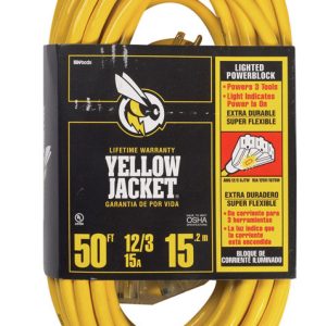 Yellow Jacket Indoor or Outdoor 50 ft. L Yellow Triple Outlet Cord 12/3 SJTW