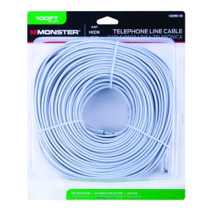 Monster Just Hook It Up 100 ft. L White Telephone Line Cord