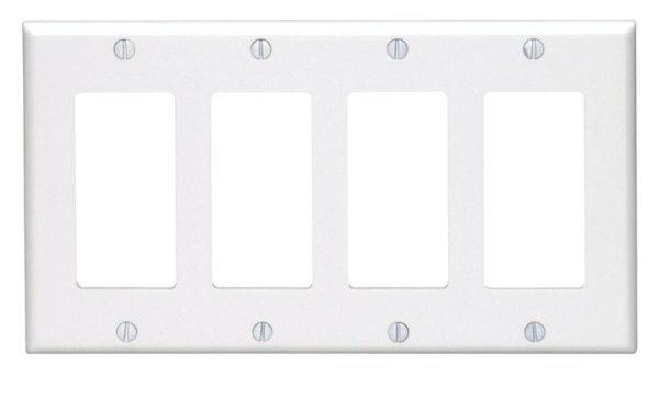 Leviton White 4 gang Thermoset Plastic GFCI/Rocker Wall Plate 1 pk
