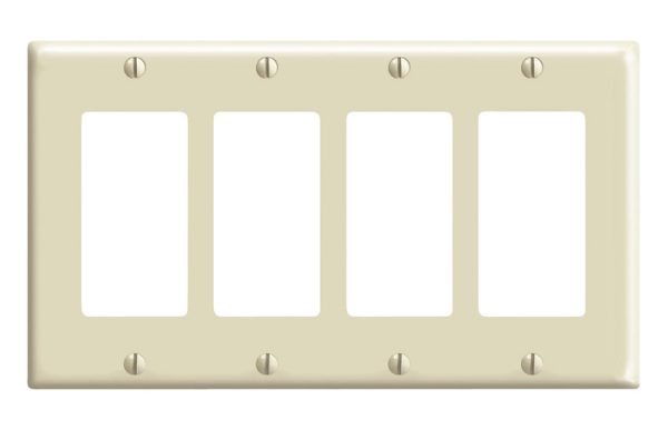 Leviton Decora Ivory 4 gang Thermoset Plastic GFCI/Rocker Wall Plate 1 pk