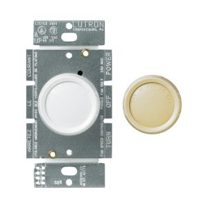 Lutron 1.5 amps Single Pole Rotary Fan Control Ivory, White 1 pk