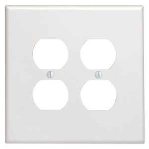 Leviton White 2 gang Thermoset Plastic Duplex Outlet Wall Plate 1 pk