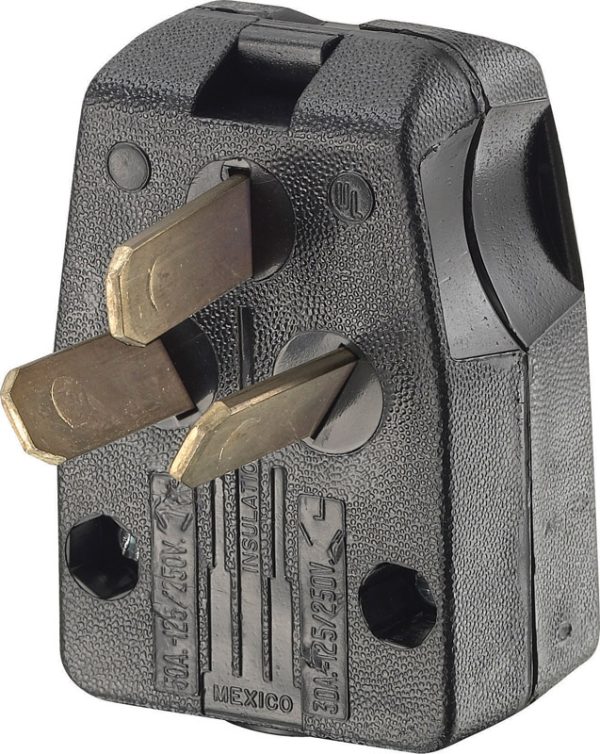 Leviton Commercial Thermoplastic Angle Ground/Straight Blade Plug 10-30P/10-50P 14-6 AWG 3 Pole 3 Wi