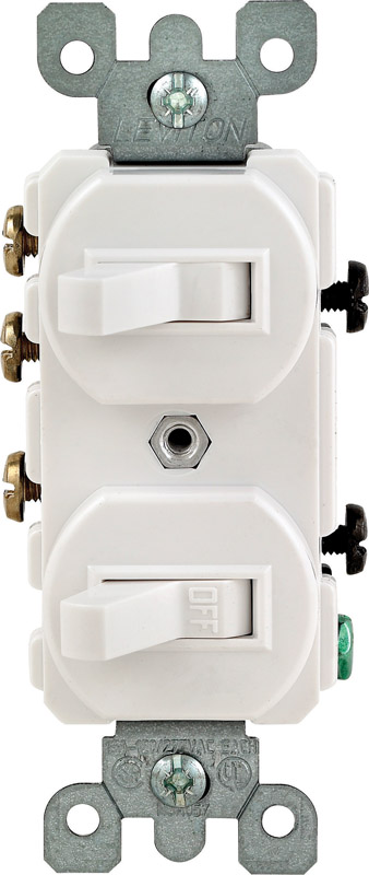 Leviton 15 Amps Single Pole Or 3-way Rocker Duplex Combination Switch ...