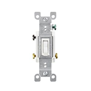 Leviton 15 amps Three Pole 3-Way Toggle AC Quiet Switch White 1 pk