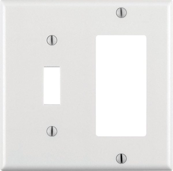 Leviton Decora White 2 gang Thermoset Plastic GFCI/Rocker/Toggle Wall Plate 1 pk