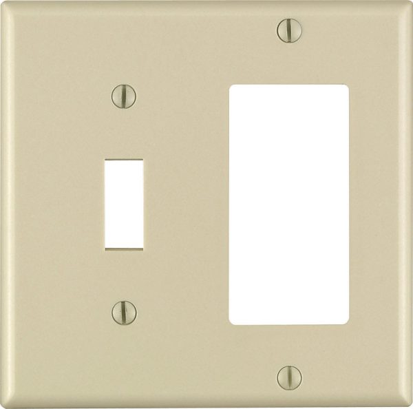 Leviton Decora Ivory 2 gang Thermoset Plastic GFCI/Rocker/Toggle Wall Plate 1 pk