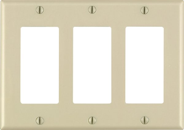 Leviton Decora Ivory 3 gang Thermoset Plastic GFCI/Rocker Wall Plate 1 pk