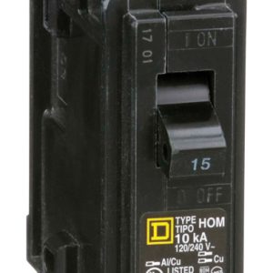 Square D HomeLine 15 amps Plug In Single Pole Circuit Breaker