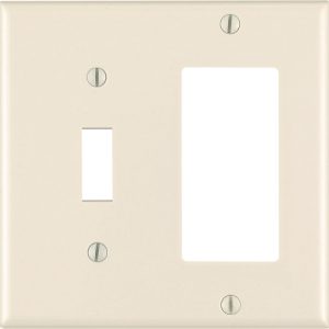 Leviton Decora Almond 2 gang Thermoset Plastic GFCI/Rocker/Toggle Wall Plate 1 pk