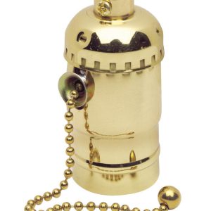 Leviton Aluminum Incandescent Medium Base Pull Chain Socket 1 pk