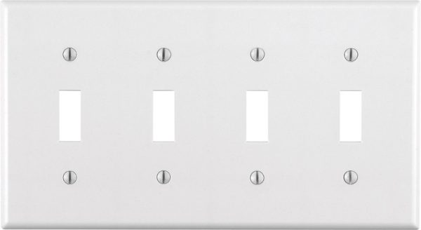 Leviton White 4 gang Thermoset Plastic Toggle Wall Plate 1 pk