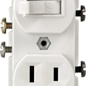 Leviton 15 amps Single Pole Combination Switch & Receptacle White 1 pk