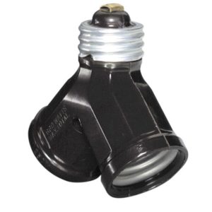 Leviton Medium Base Twin Light Socket Adapter 1 pk