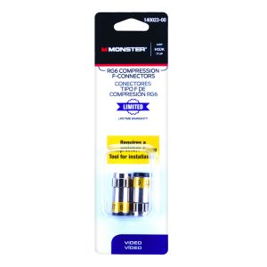 Monster Just Hook It Up Compression RG6 Compression  Connector 2 pk