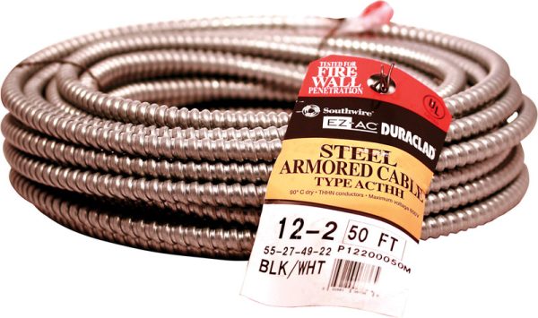 Southwire 50 ft. 12/2 Solid Steel Armored AC Cable