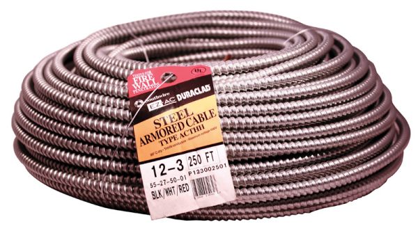 Southwire 250 ft. 12/3 Solid Steel Armored AC Cable