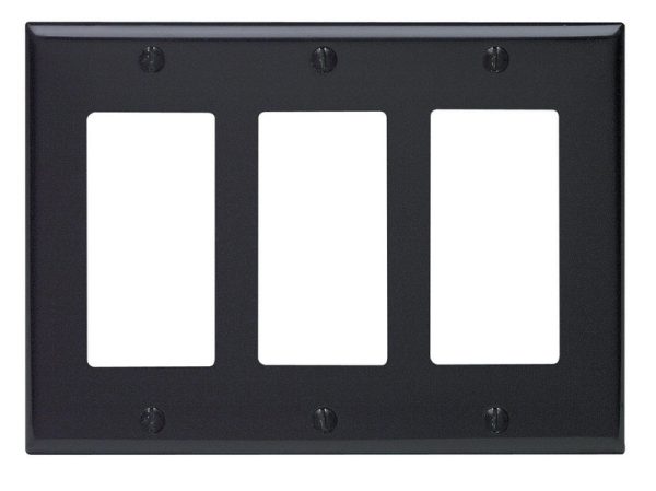 Leviton Black 3 gang Thermoset Plastic GFCI/Rocker Wall Plate 1 pk