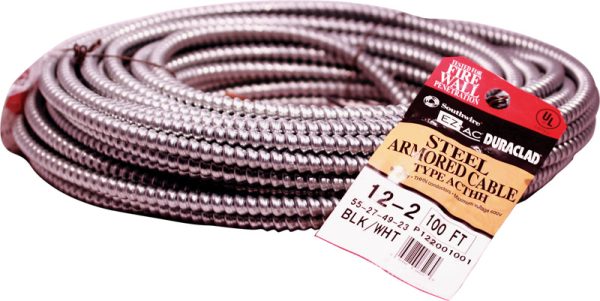 Southwire Duraclad 100 ft. 12/2 Solid Steel Armored AC Cable