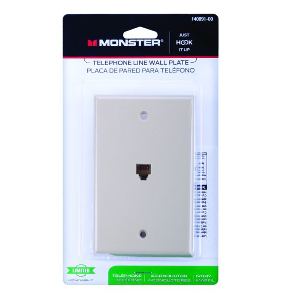 Monster Just Hook It Up Ivory 1 gang Plastic Telephone Wall Plate 1 pk