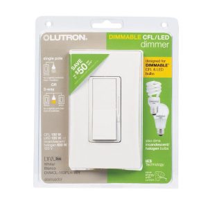 Lutron Diva White 150 W 3-Way Dimmer Switch 1 pk