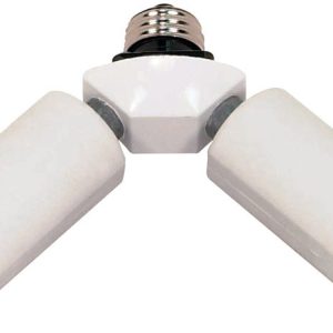 Satco Plastic Medium Base Twin Light Socket Adapter 1 pk