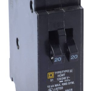 Square D HomeLine 20/20 amps Tandem Single Pole Circuit Breaker