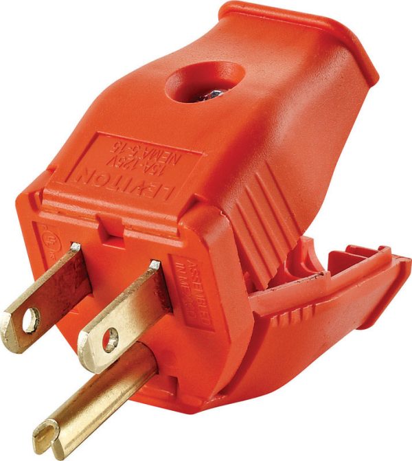 Leviton Commercial and Residential Thermoplastic Ground/Straight Blade Plug 5-15P 18-12 AWG 2 Pole 3