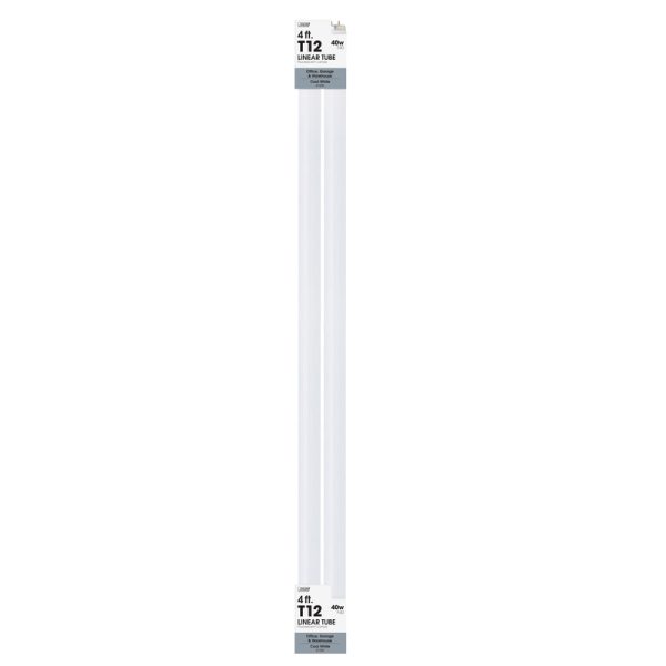 Feit Electric 40 W T12 1.4 in. D X 48 in. L Fluorescent Bulb Cool White Linear 4100 K 2 pk