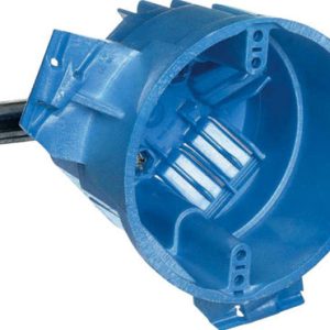 Carlon 25 cu in Round Thermoplastic 1 gang Electrical Box w/Hanger Bar Blue