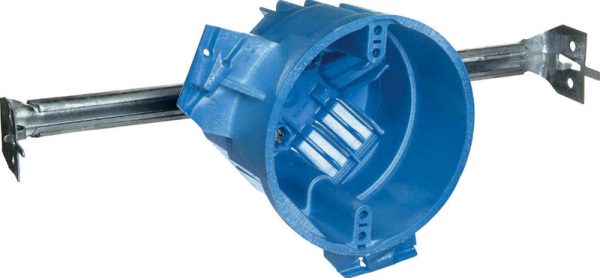Carlon 25 cu in Round Thermoplastic 1 gang Electrical Box w/Hanger Bar Blue
