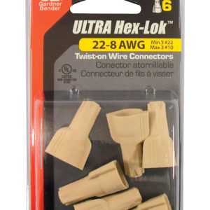 Gardner Bender Hex-Lok 22-8 Ga. Copper Wire Wire Connectors Tan 6 pk