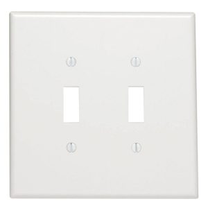 Leviton White 2 gang Thermoset Plastic Toggle Wall Plate 1 pk