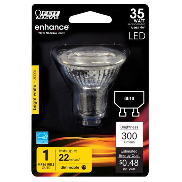 Feit Electric Enhance MR16 GU10 LED Bulb Bright White 35 Watt Equivalence 1 pk